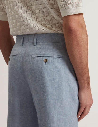 Ted Baker KENLEYS - Navy Linen Cotton Woven Tailored Shorts
