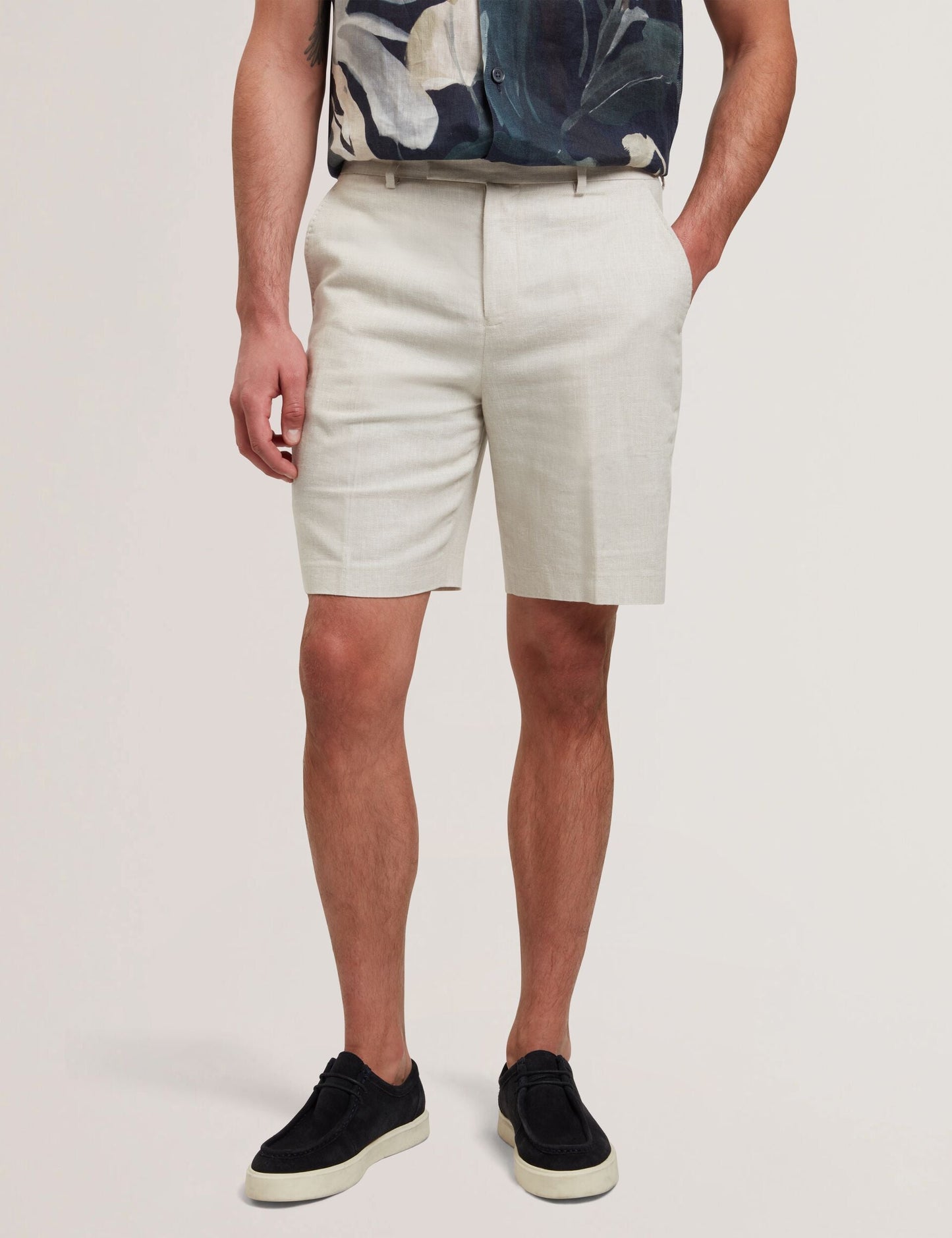 Ted Baker KENLEYS - Stone Linen Cotton Woven Tailored Shorts