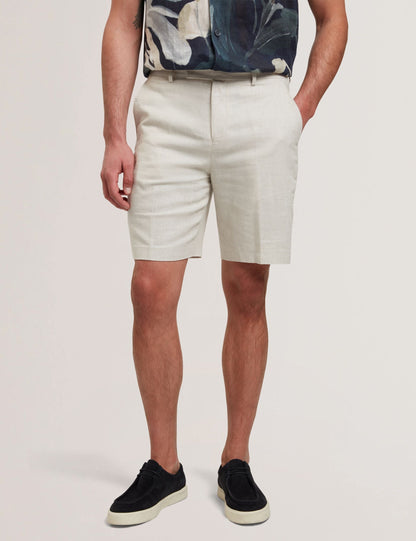 Ted Baker KENLEYS - Stone Linen Cotton Woven Tailored Shorts