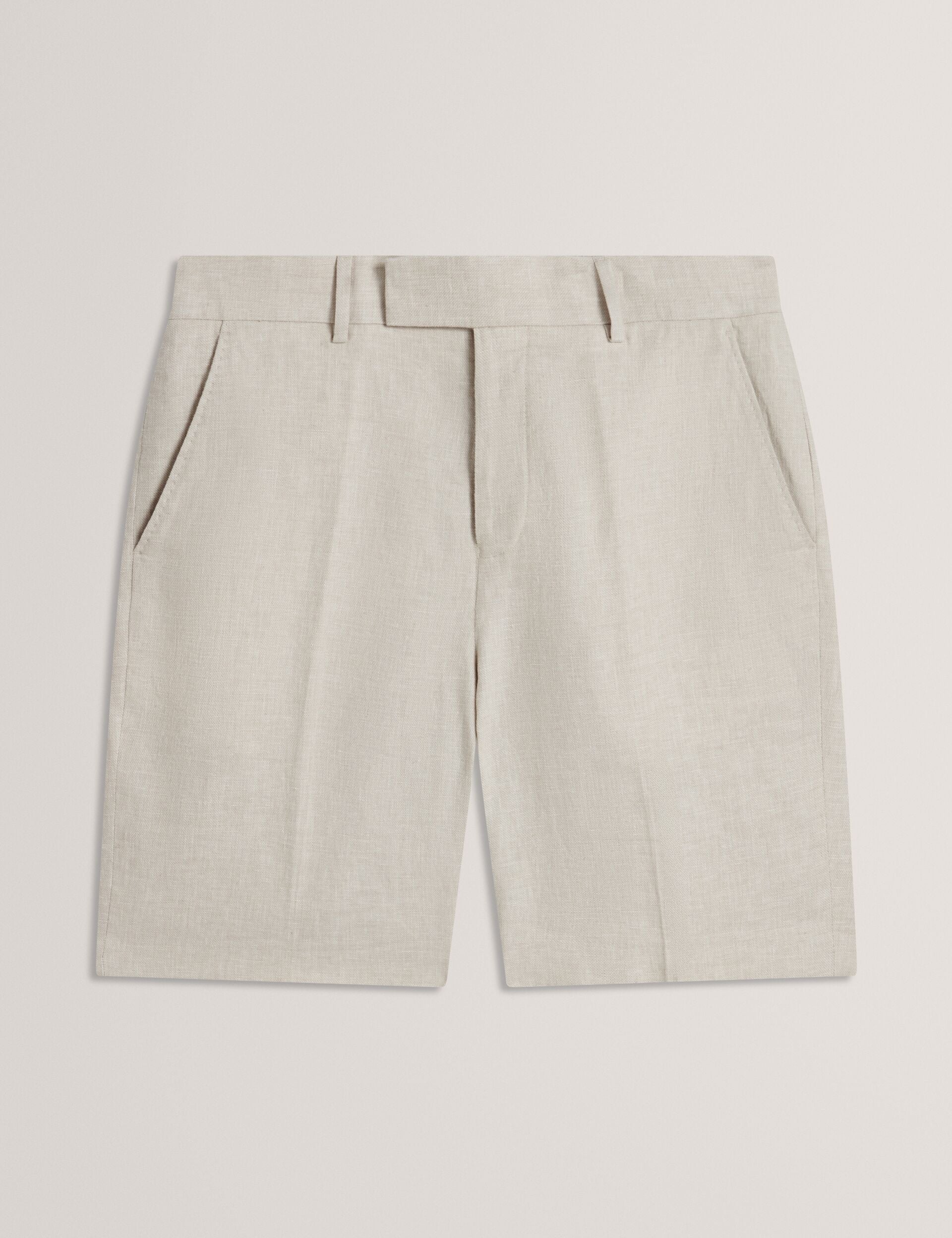Ted Baker KENLEYS - Stone Linen Cotton Woven Tailored Shorts
