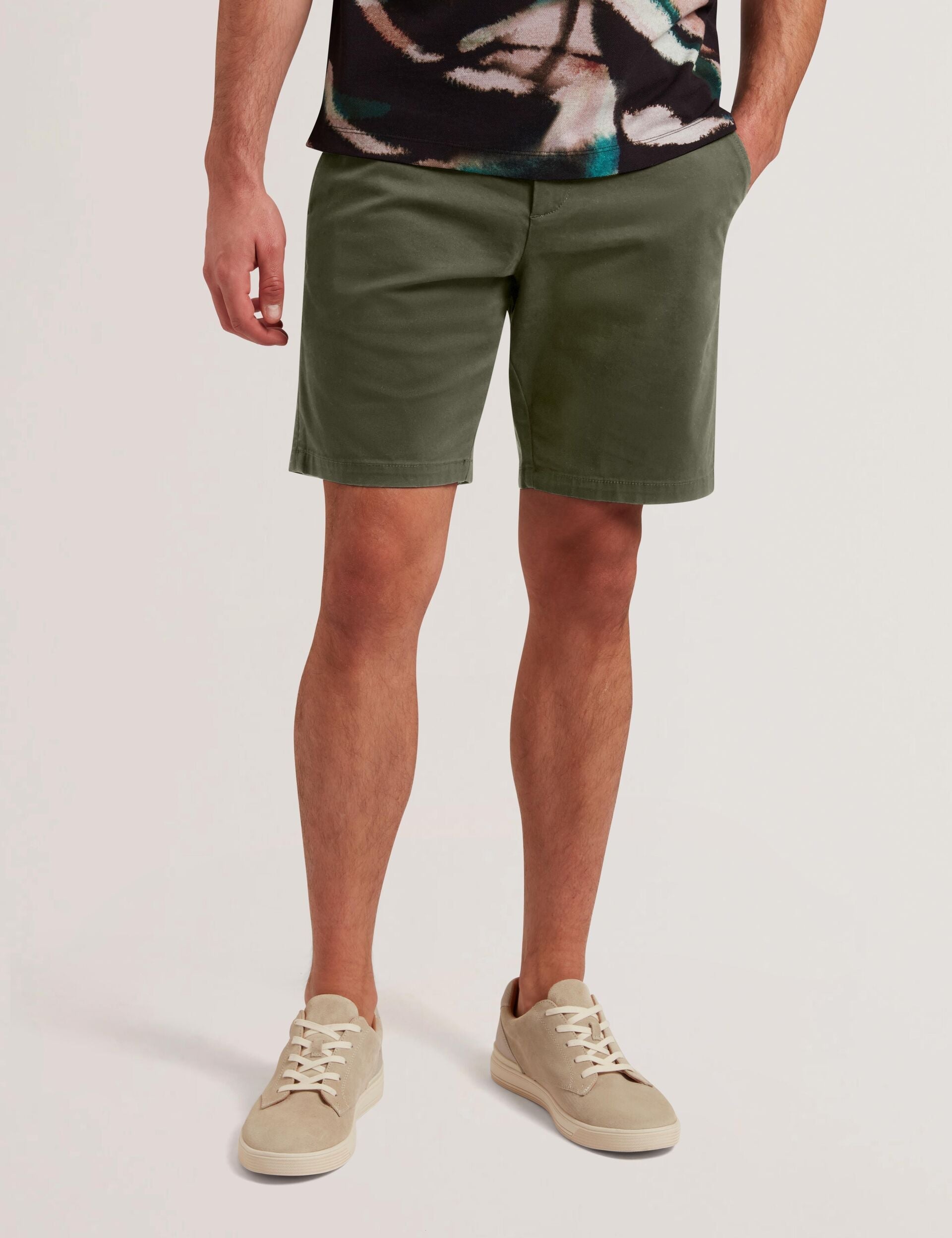 Ted Baker BARNHAM - Khaki Cotton Blend Chino Shorts