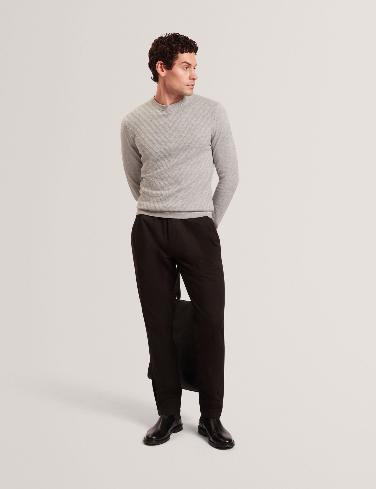 Ted Baker CORBIN Chevron Texture Knit Crew Neck Sweater