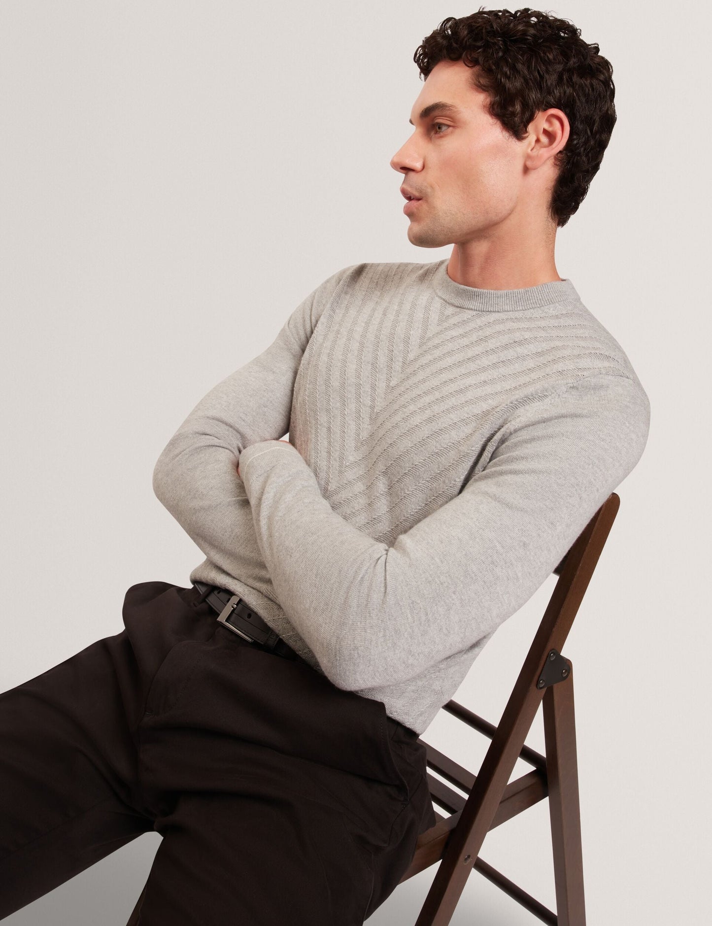 Ted Baker CORBIN Chevron Texture Knit Crew Neck Sweater
