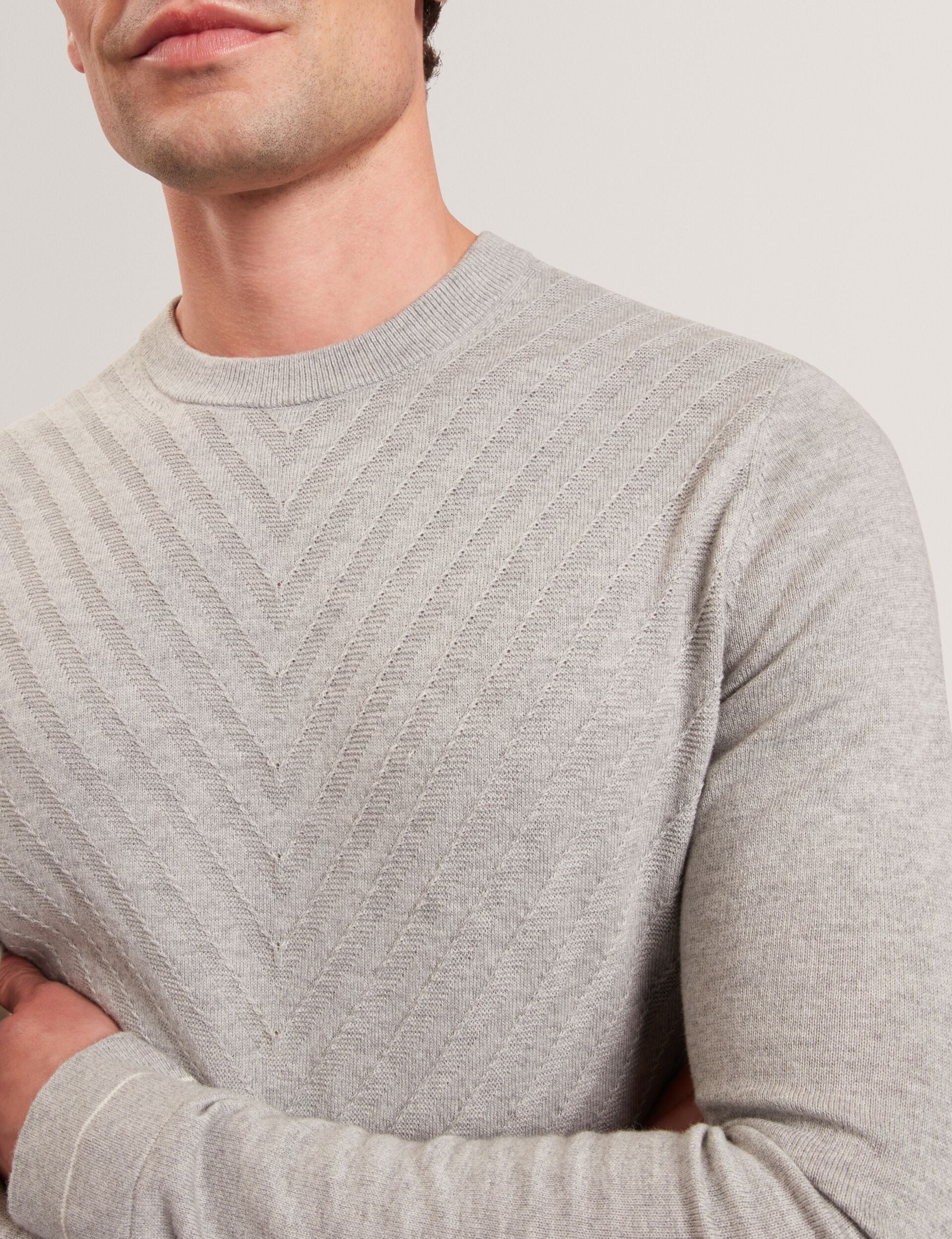 Ted Baker CORBIN Chevron Texture Knit Crew Neck Sweater
