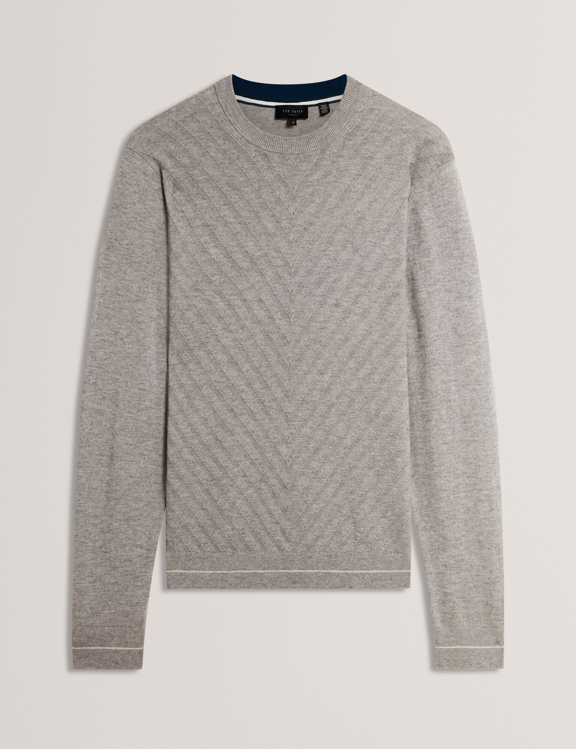 Ted Baker CORBIN Chevron Texture Knit Crew Neck Sweater