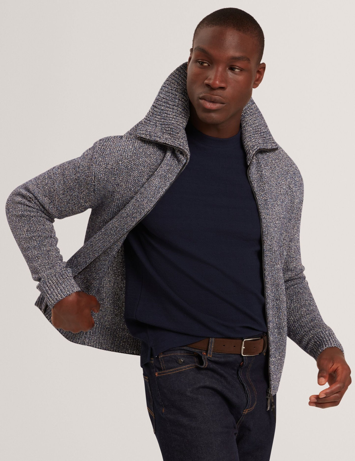 Ted Baker VARINK Twisted Yarn Knit Zip-Through Jumper