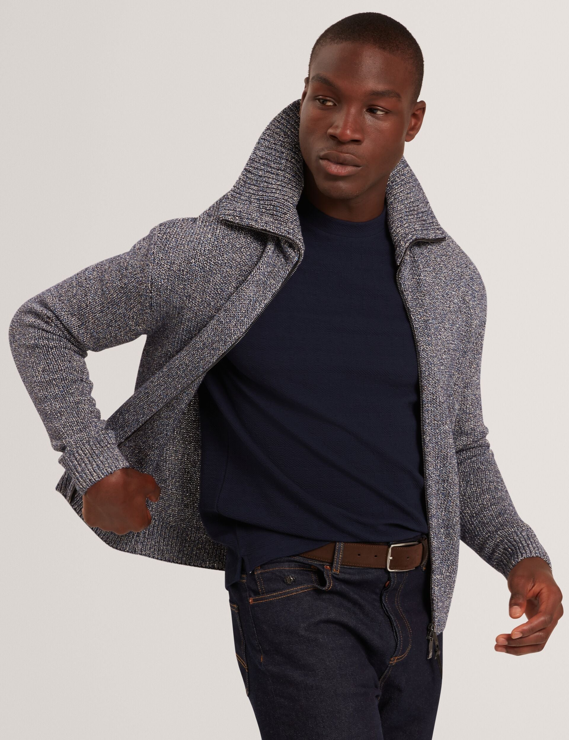 Ted Baker VARINK Twisted Yarn Knit Zip-Through Jumper