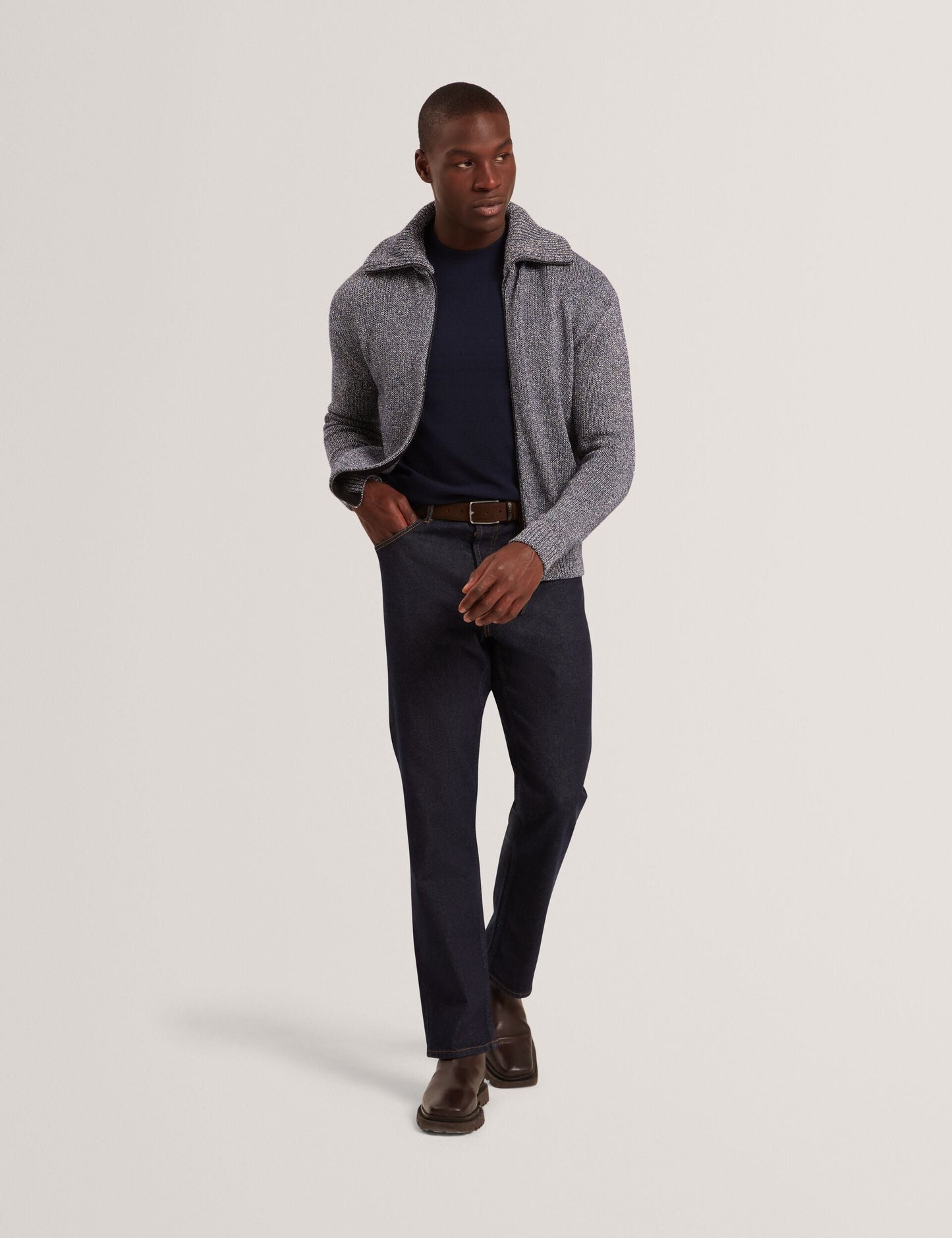 Ted Baker VARINK Twisted Yarn Knit Zip-Through Jumper