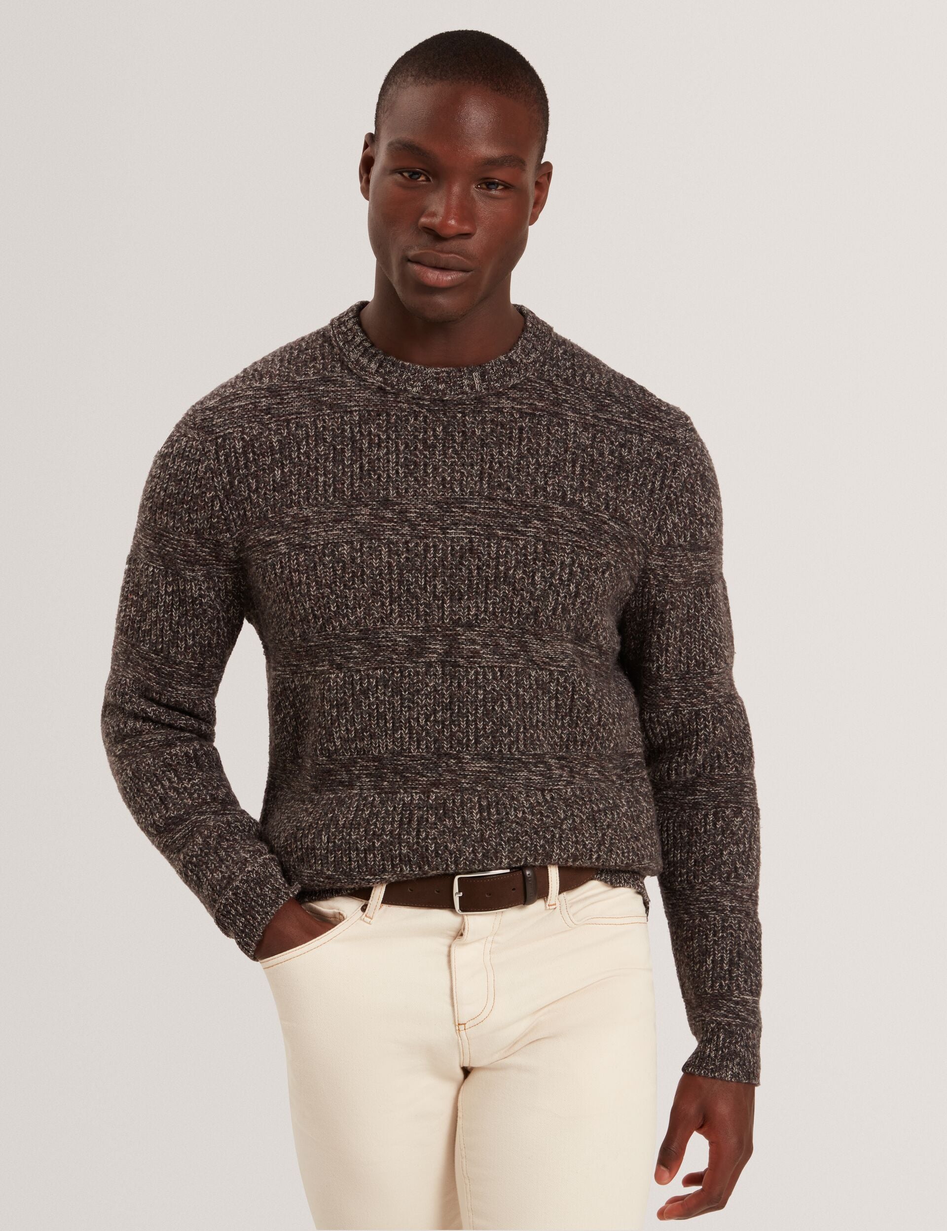 Ted Baker MORVEN Marled Wool Knit Crew Neck Sweater
