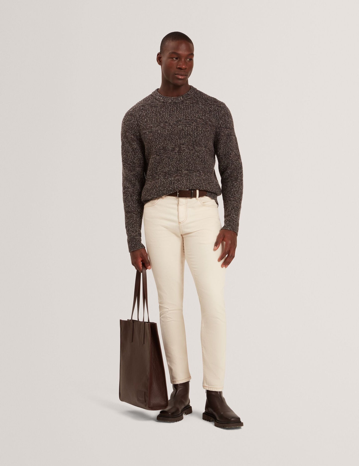 Ted Baker MORVEN Marled Wool Knit Crew Neck Sweater