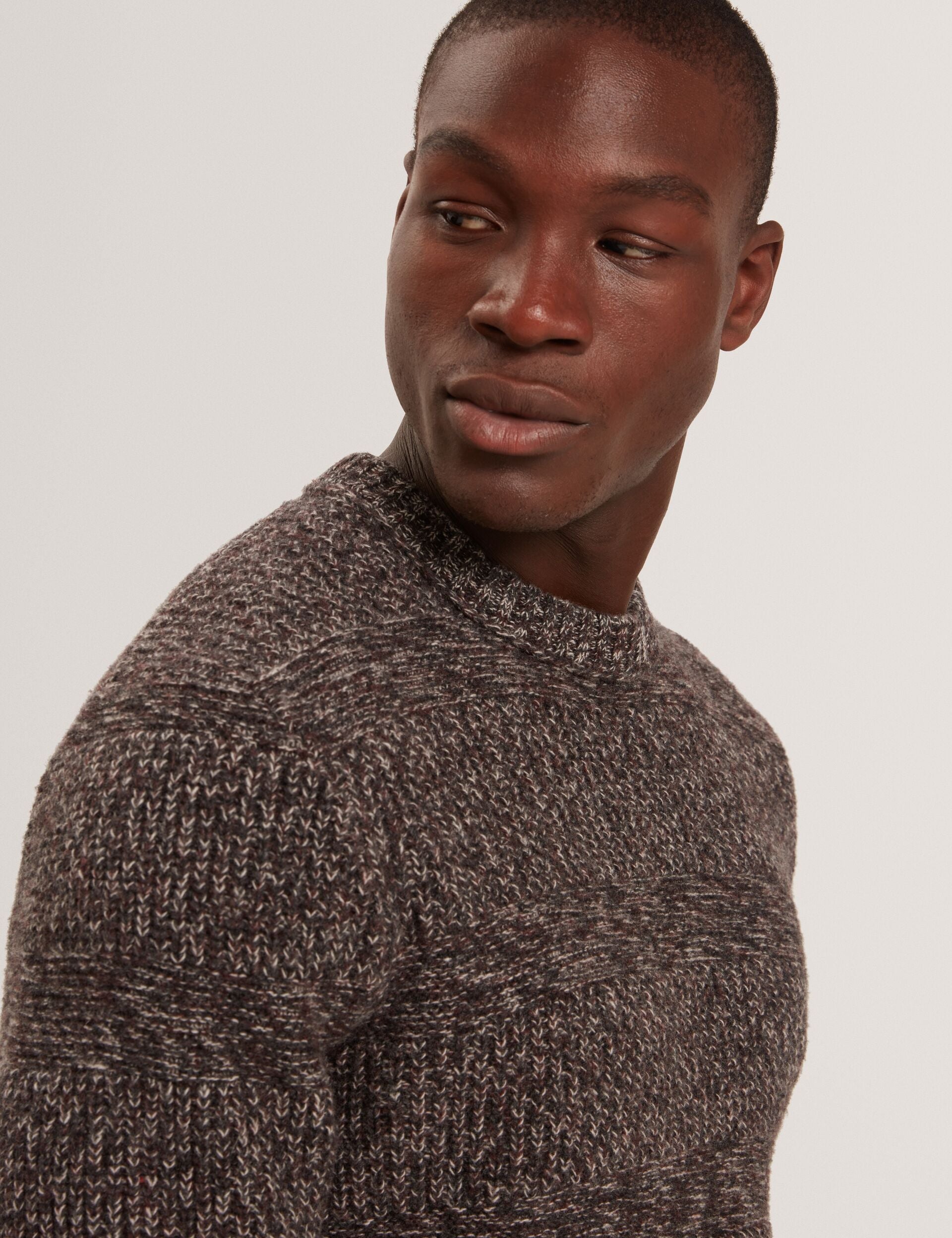 Ted Baker MORVEN Marled Wool Knit Crew Neck Sweater