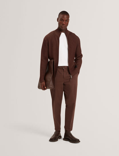 Ted Baker ROMANI Rib Knit Funnel Neck Zip-Up Sweater