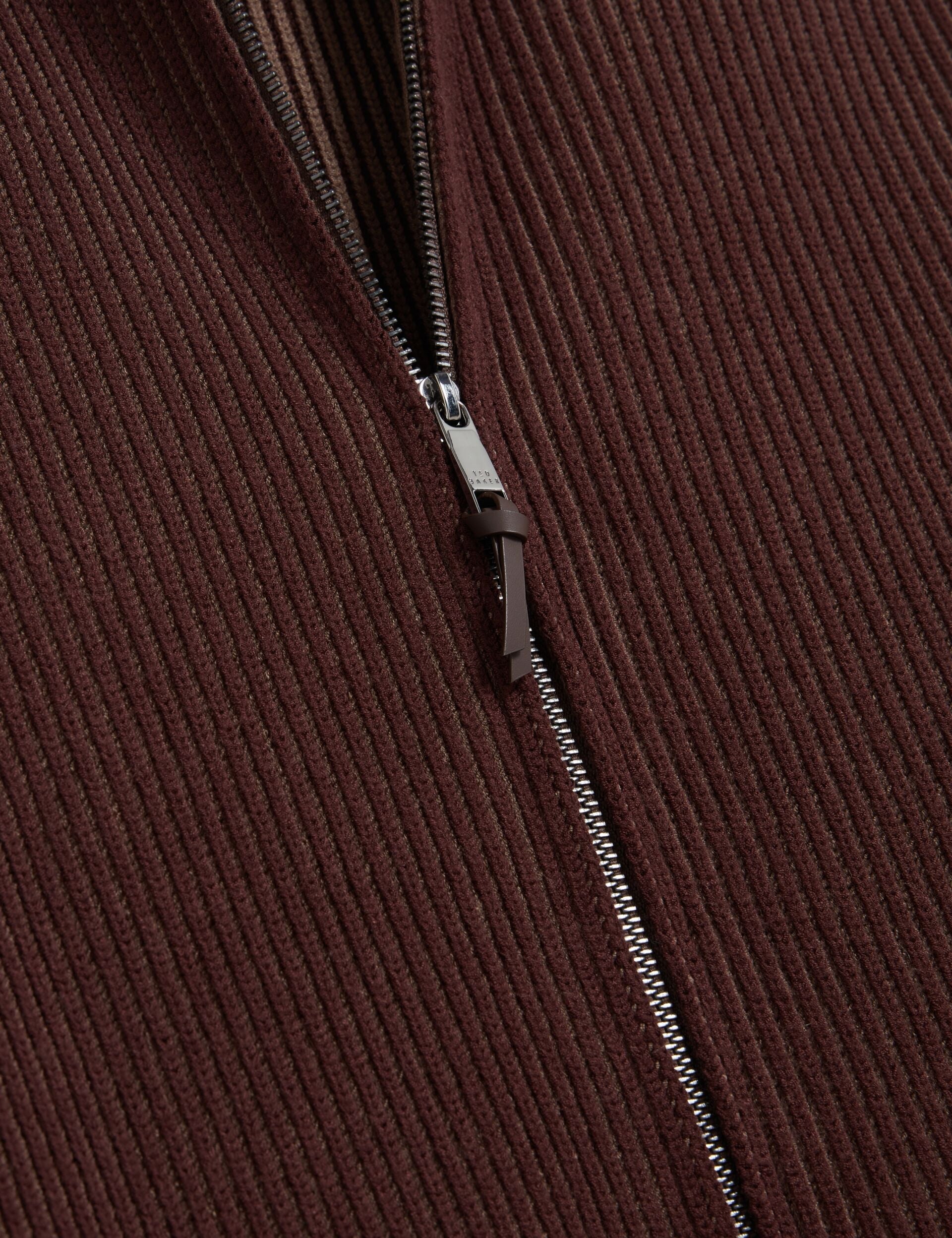 Ted Baker ROMANI Rib Knit Funnel Neck Zip-Up Sweater