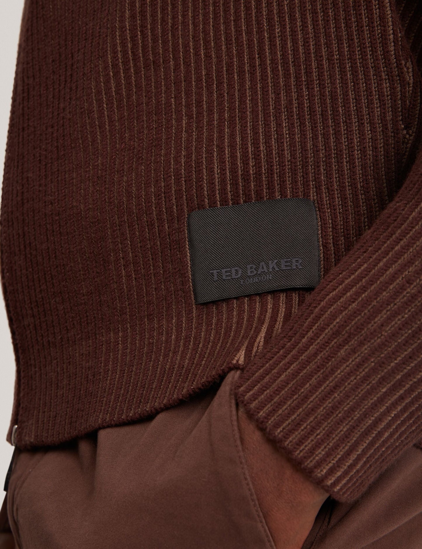 Ted Baker ROMANI Rib Knit Funnel Neck Zip-Up Sweater