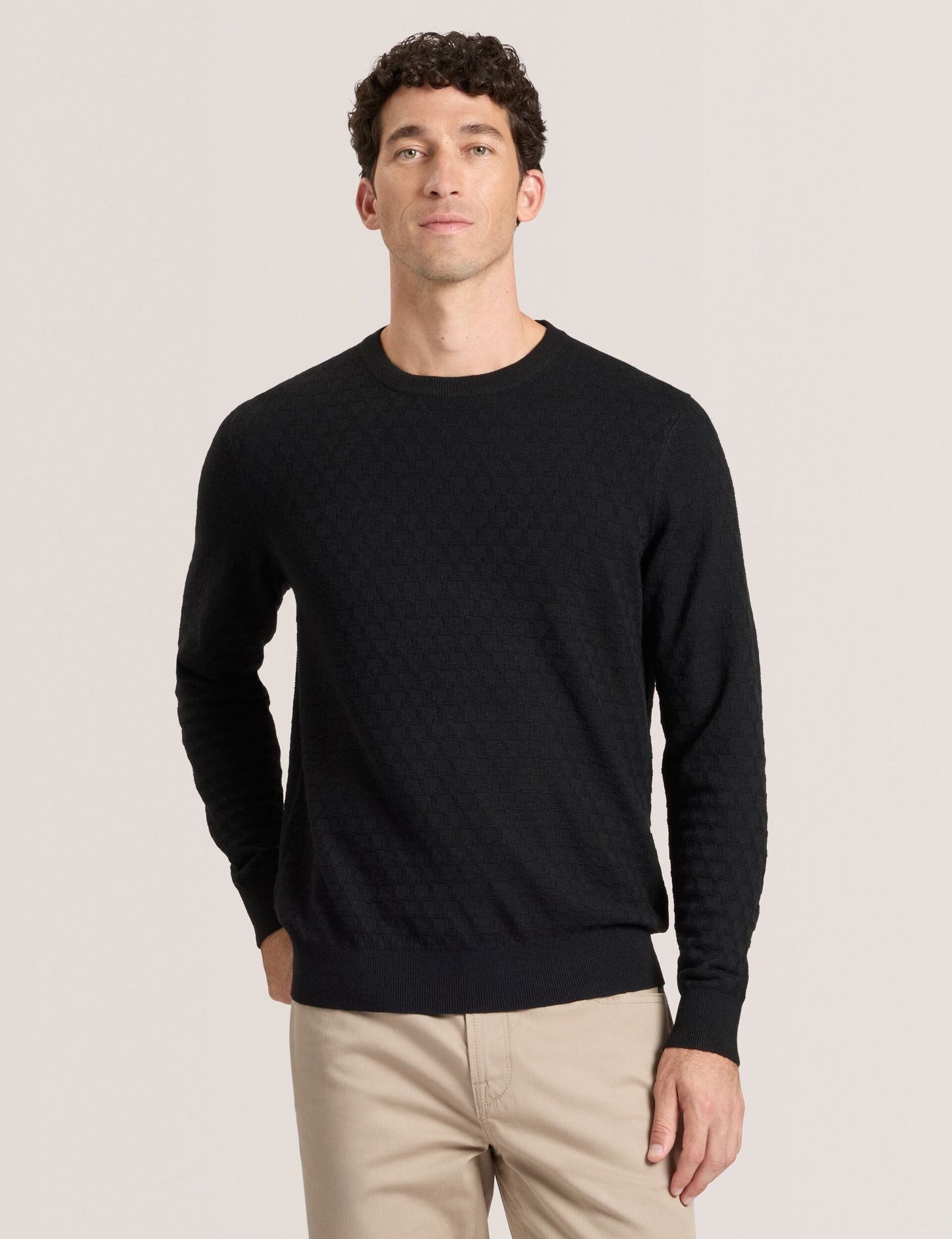 Ted Baker T STITCH LONG SLEEVE CREW NECK SWEATER - Black Beauty