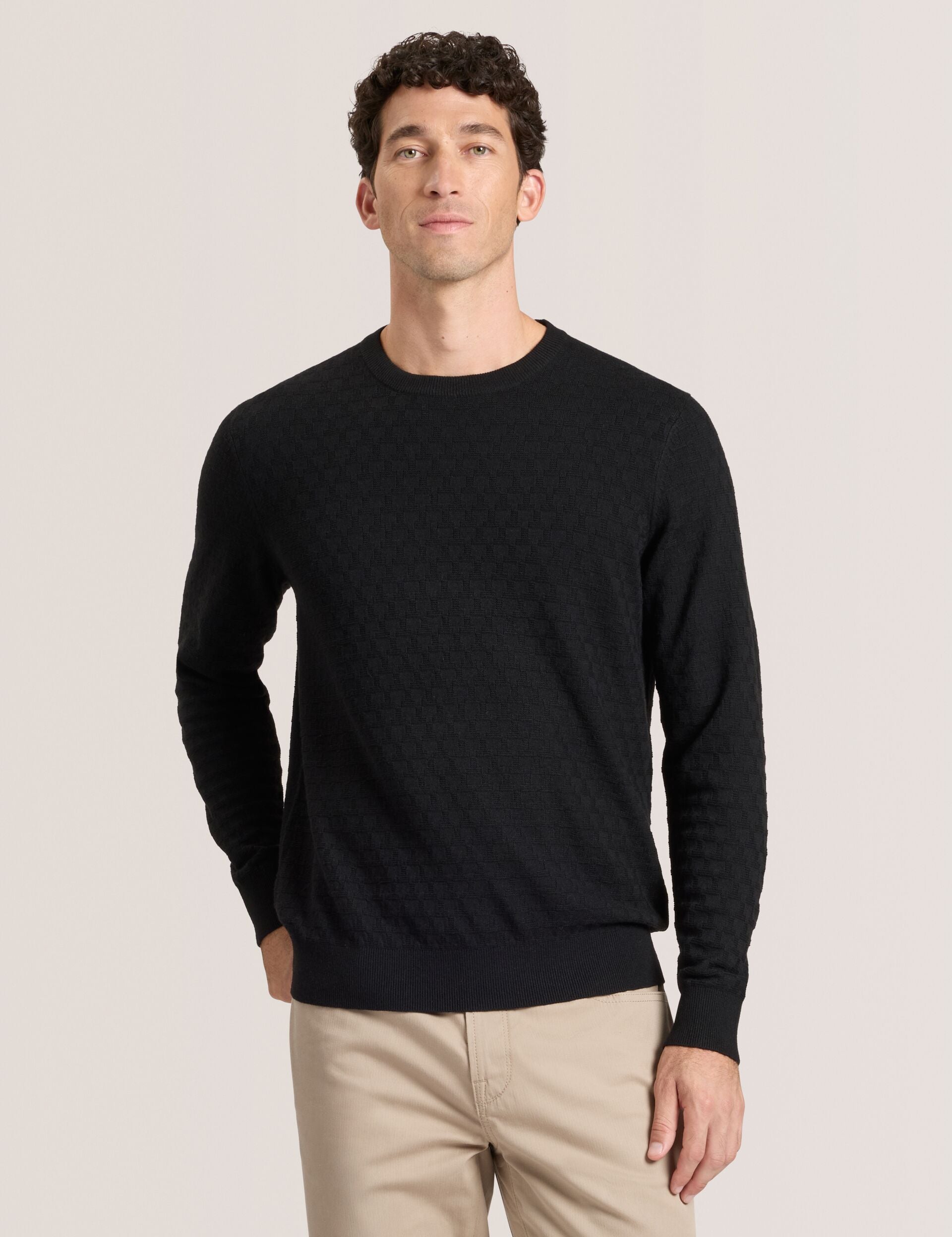Ted Baker T STITCH LONG SLEEVE CREW NECK SWEATER - Black Beauty