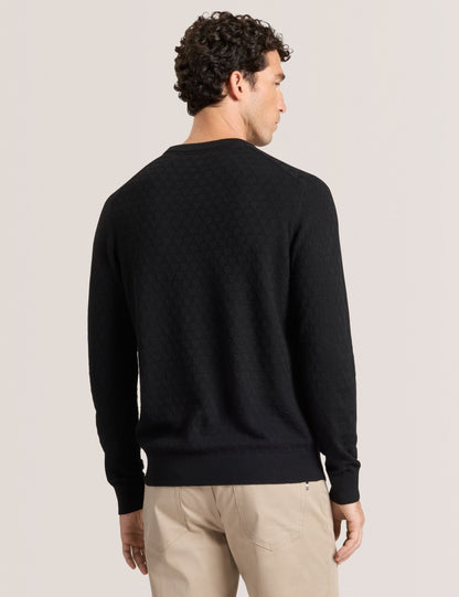 Ted Baker T STITCH LONG SLEEVE CREW NECK SWEATER - Black Beauty