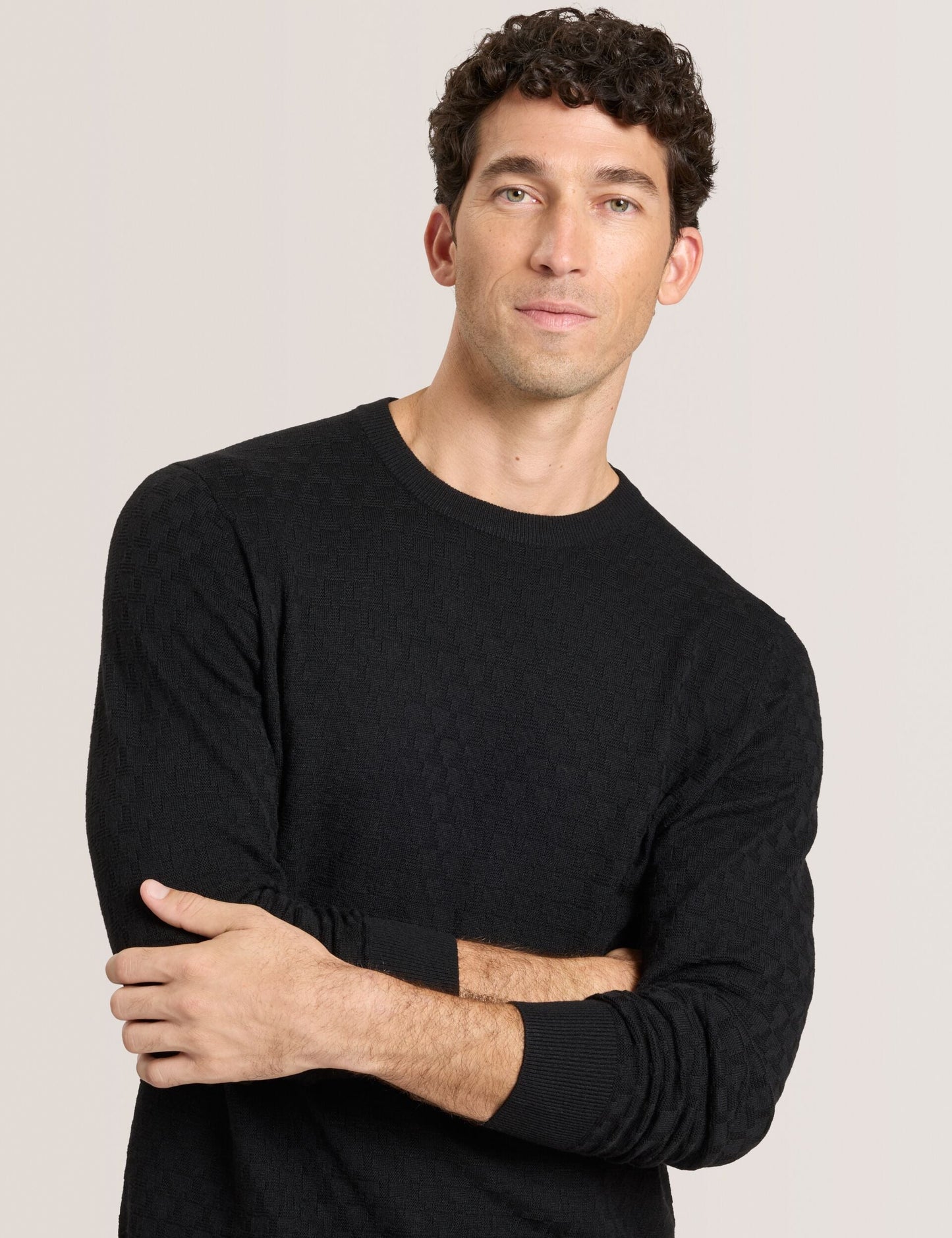 Ted Baker T STITCH LONG SLEEVE CREW NECK SWEATER - Black Beauty
