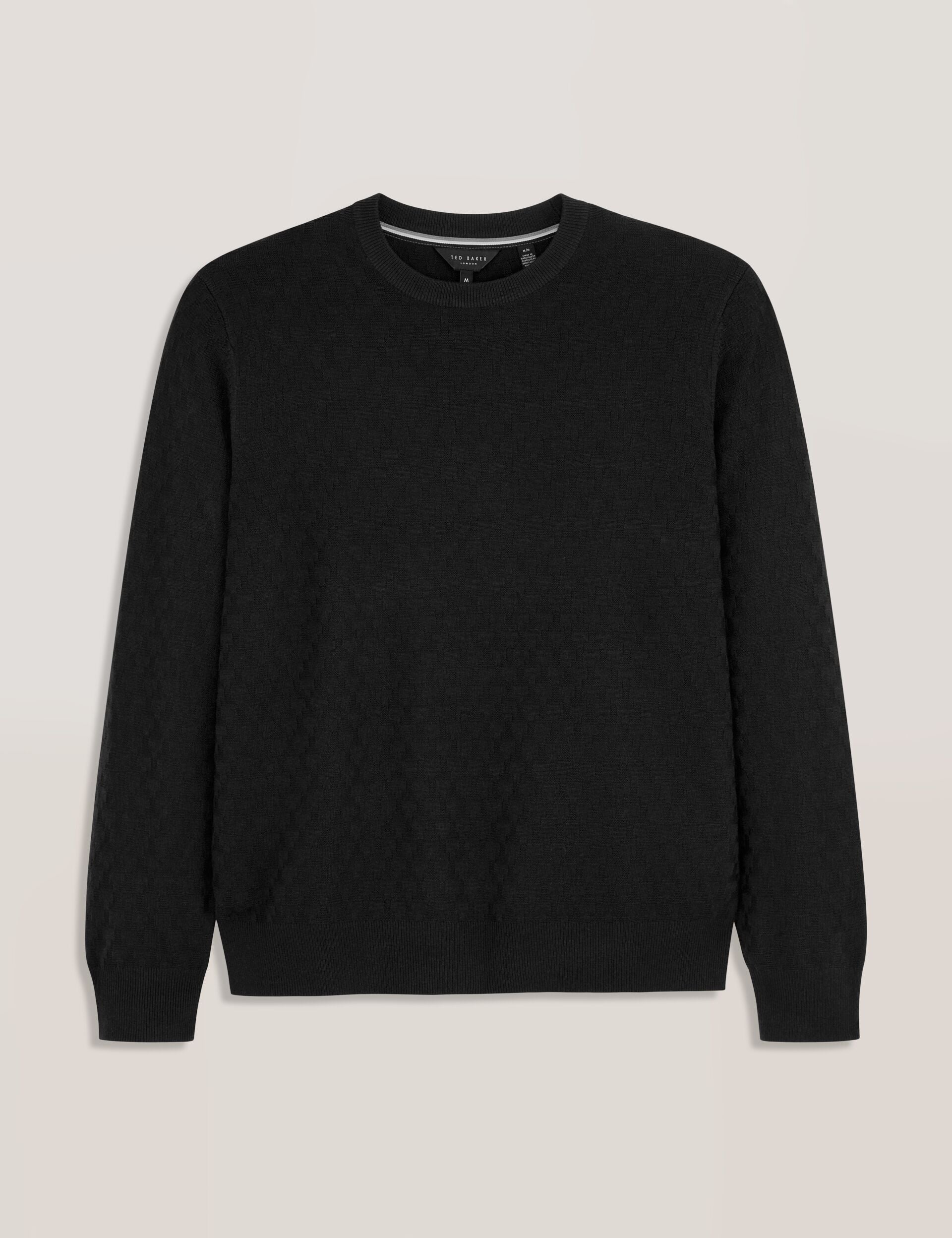 Ted Baker T STITCH LONG SLEEVE CREW NECK SWEATER - Black Beauty