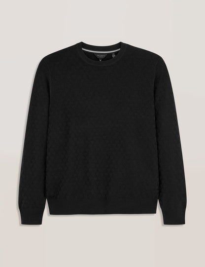 Ted Baker T STITCH LONG SLEEVE CREW NECK SWEATER - Black Beauty