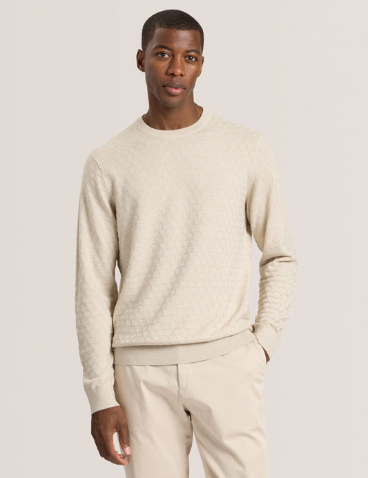 Ted Baker T STITCH LONG SLEEVE CREW NECK SWEATER - Egret Heather