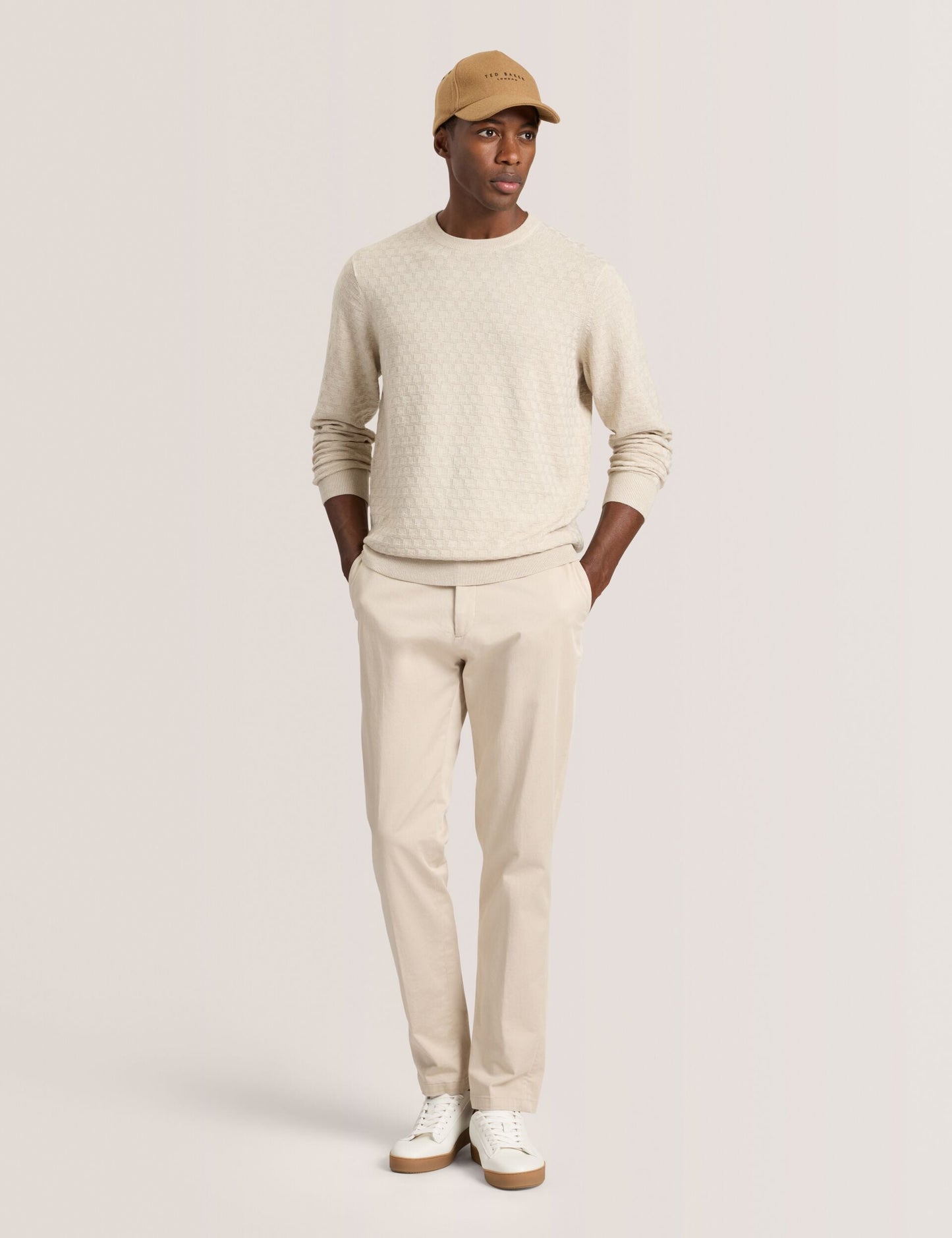 Ted Baker T STITCH LONG SLEEVE CREW NECK SWEATER - Egret Heather