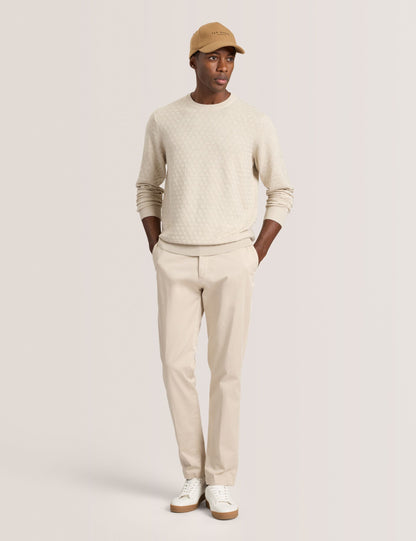 Ted Baker T STITCH LONG SLEEVE CREW NECK SWEATER - Egret Heather