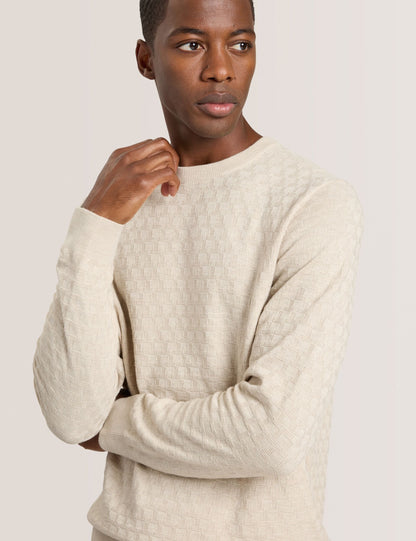 Ted Baker T STITCH LONG SLEEVE CREW NECK SWEATER - Egret Heather