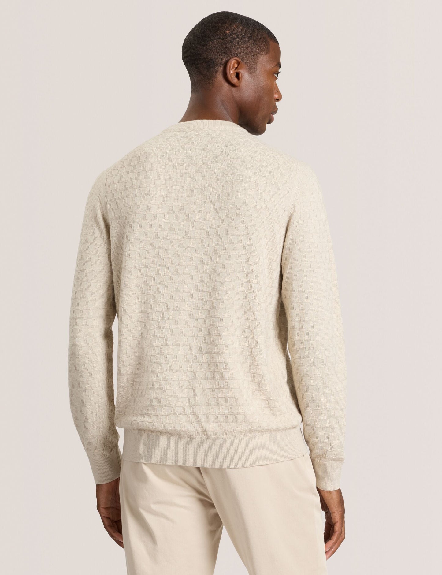 Ted Baker T STITCH LONG SLEEVE CREW NECK SWEATER - Egret Heather