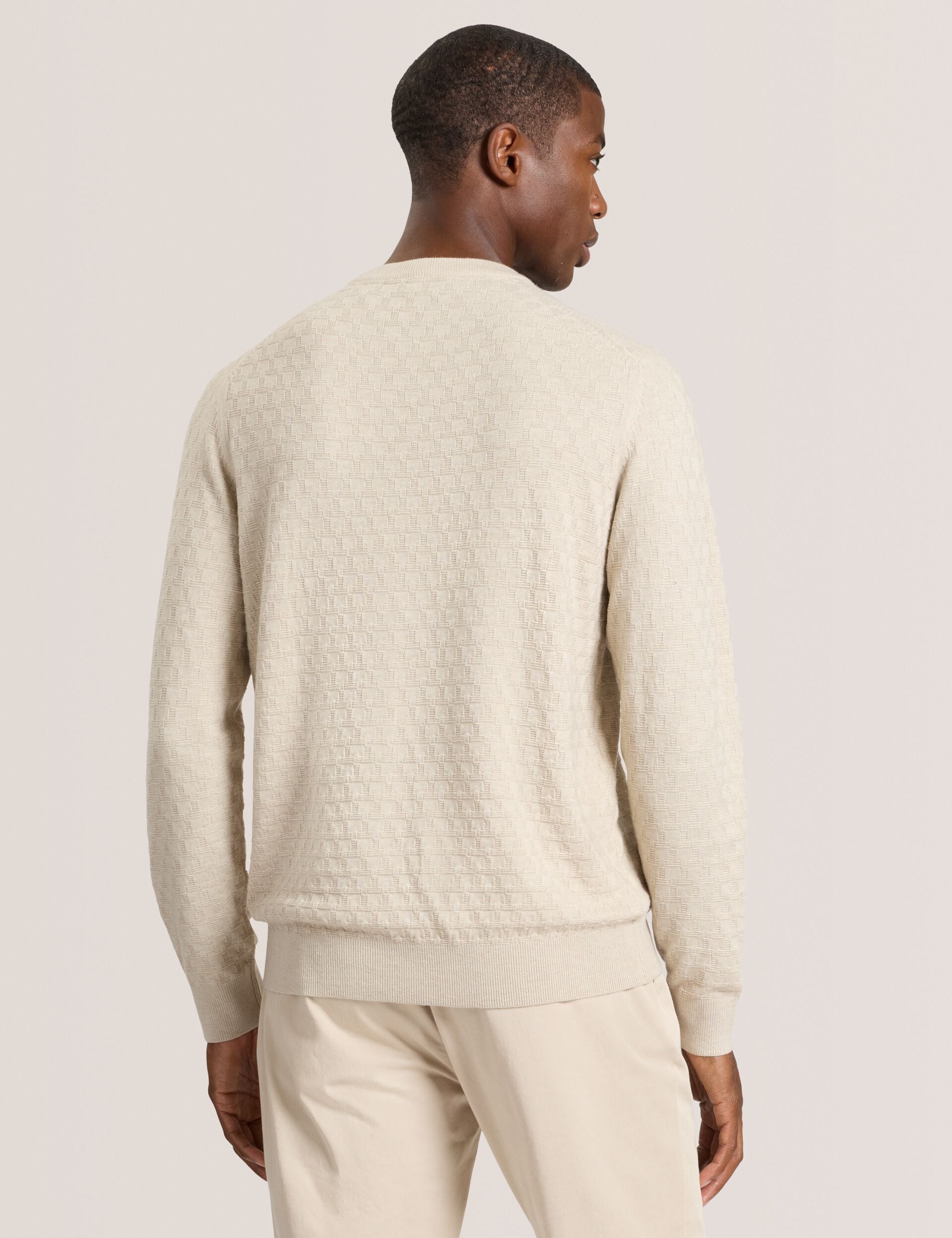 Ted Baker T STITCH LONG SLEEVE CREW NECK SWEATER - Egret Heather