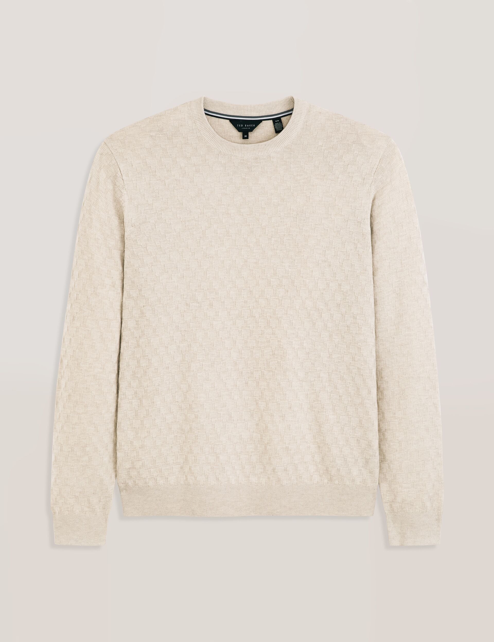Ted Baker T STITCH LONG SLEEVE CREW NECK SWEATER - Egret Heather