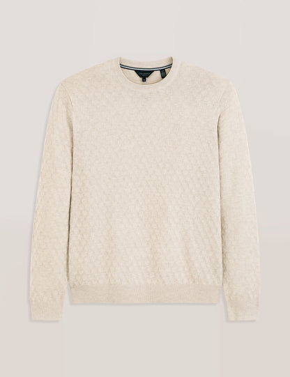 Ted Baker T STITCH LONG SLEEVE CREW NECK SWEATER - Egret Heather