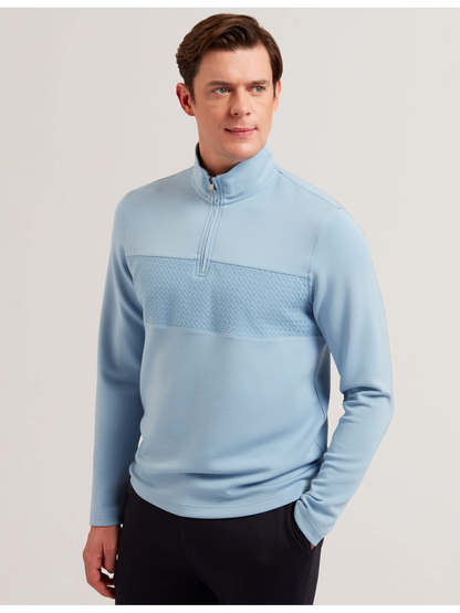 Ted Baker SIMONEA - Textured Panel Half-Zip Modal Sweatshirt