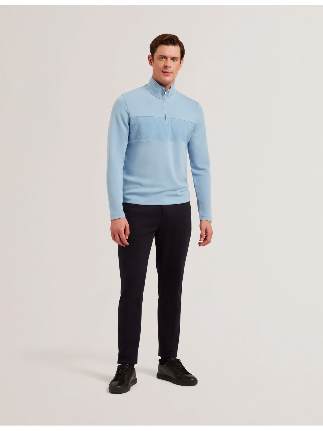 Ted Baker SIMONEA - Textured Panel Half-Zip Modal Sweatshirt