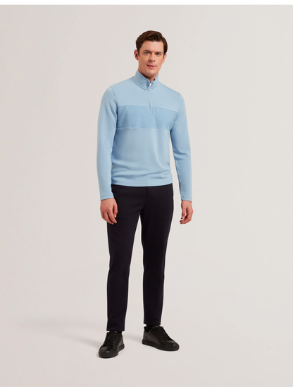 Ted Baker SIMONEA - Textured Panel Half-Zip Modal Sweatshirt