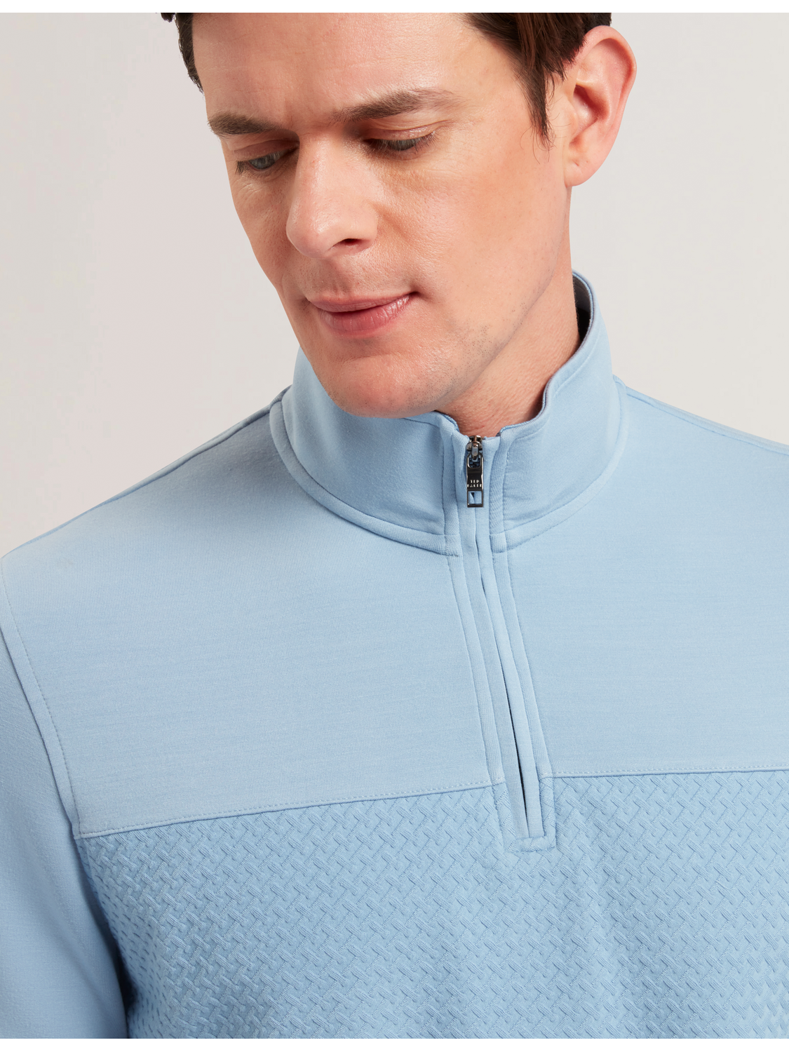 Ted Baker SIMONEA - Textured Panel Half-Zip Modal Sweatshirt