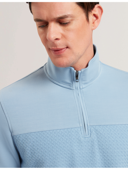 Ted Baker SIMONEA - Textured Panel Half-Zip Modal Sweatshirt