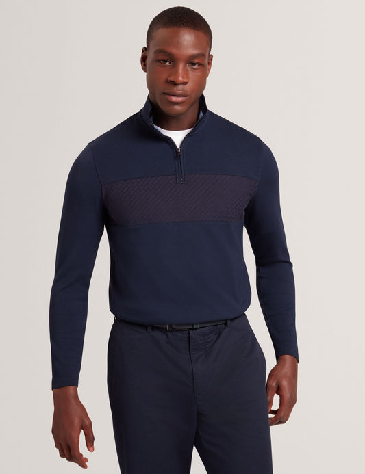 Ted Baker SIMONEAO - Textured Panel Half-Zip Modal Sweatshirt