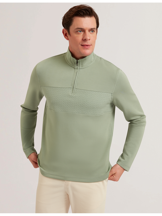 Ted Baker SIMONEA - Textured Panel Half-Zip Modal Sweatshirt