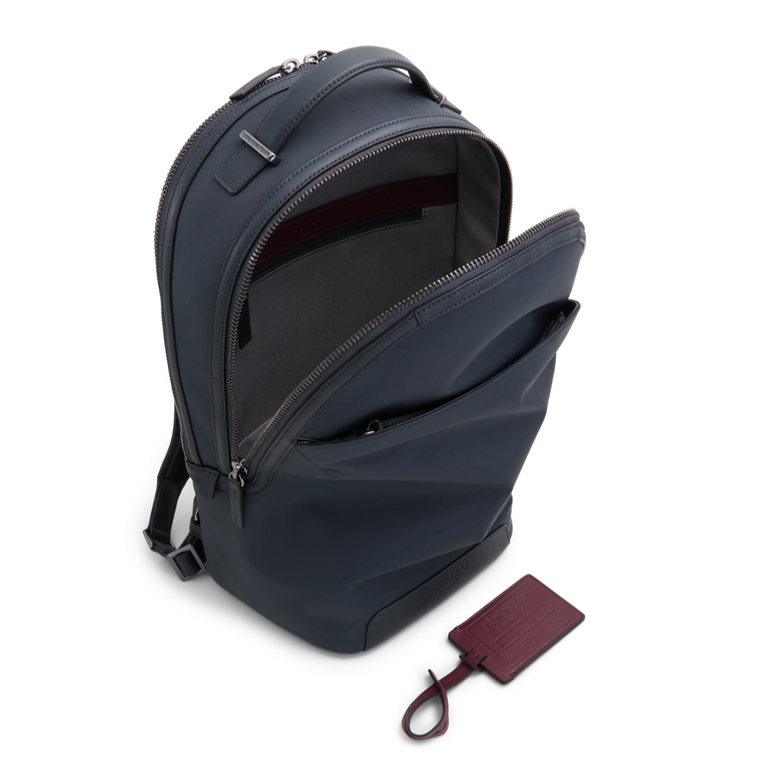 Ted Baker XADEN - Nylon Leather Trim Double Zip Backpack