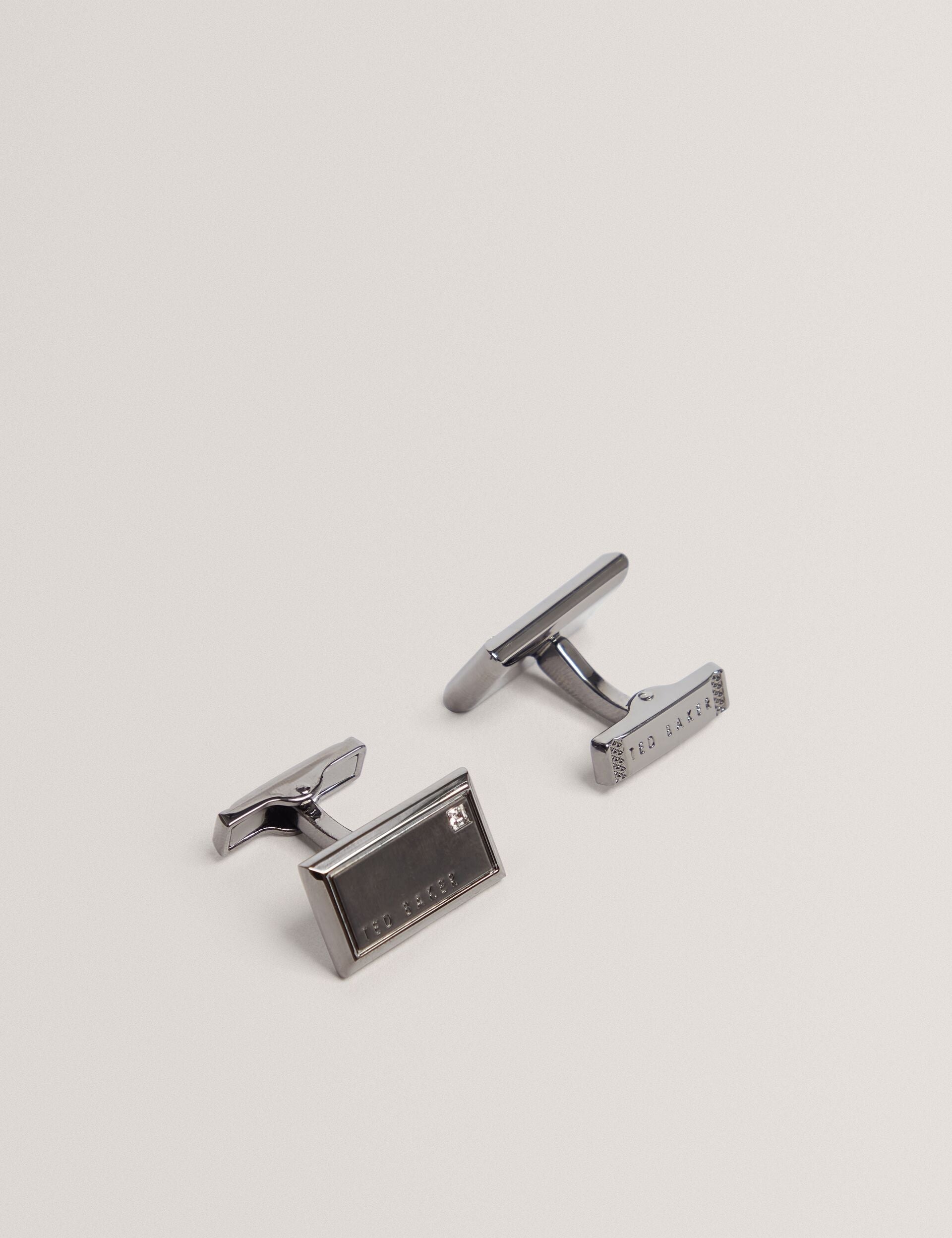 Ted Baker KRISTOL Crystal Detail Brushed Metal Cufflinks
