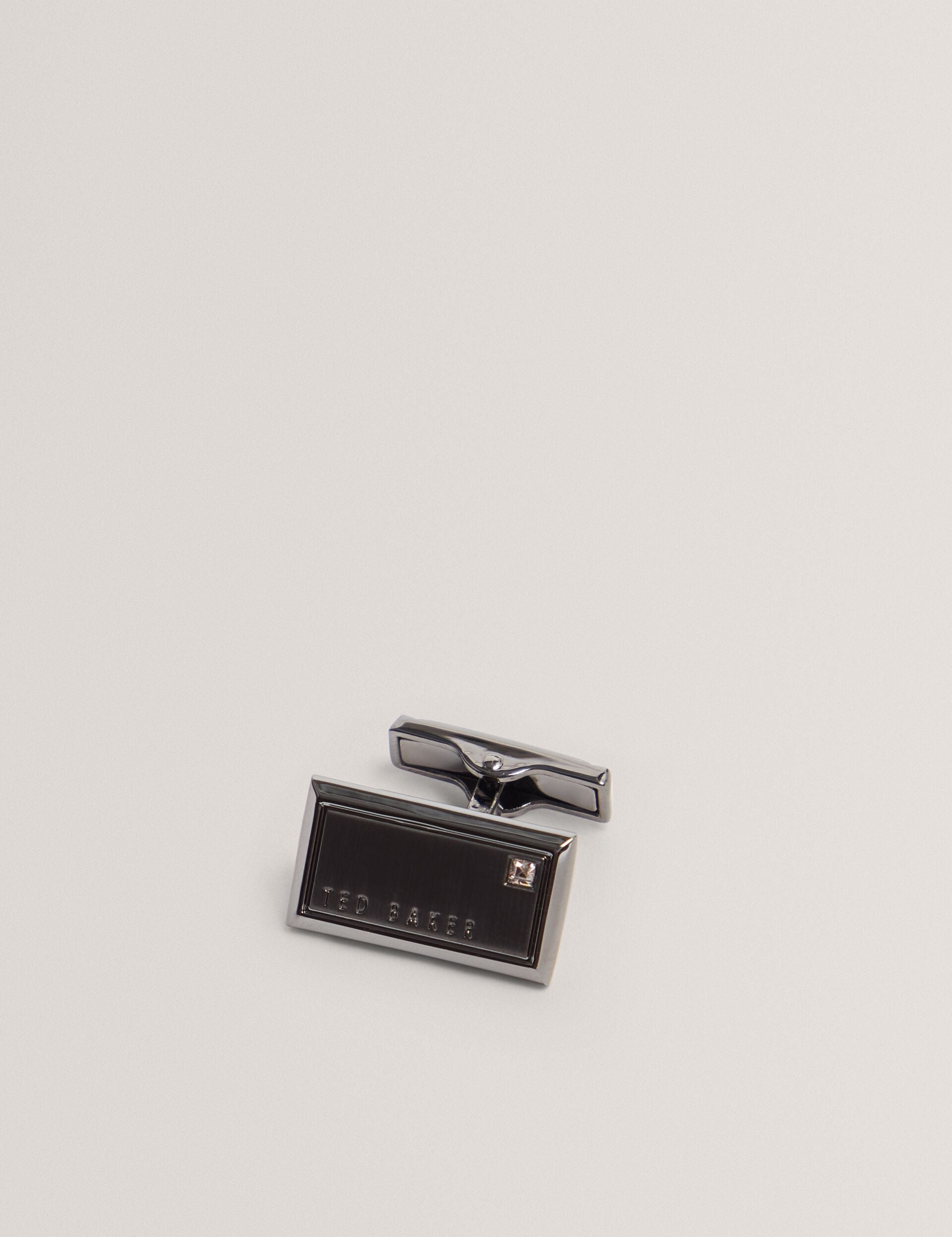 Ted Baker KRISTOL Crystal Detail Brushed Metal Cufflinks