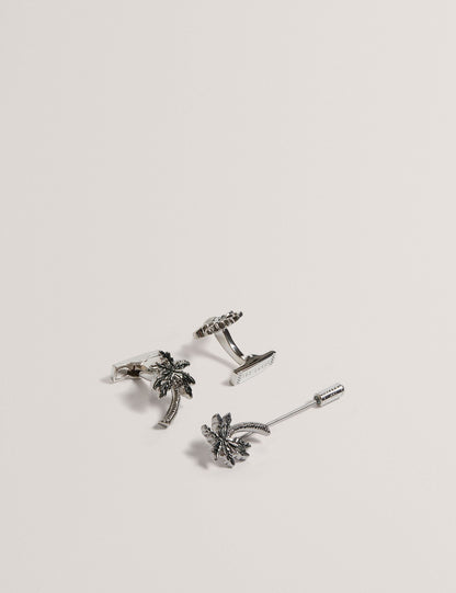 Ted Baker PALMIIE - Palm Tree Cufflink Lapel Pin Set
