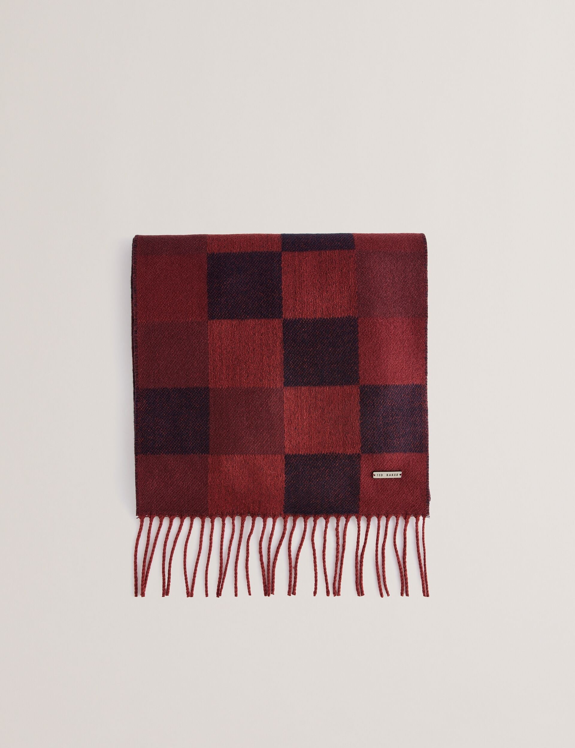 Ted Baker PETERRR - Block Check Scarf With Fringe Trim