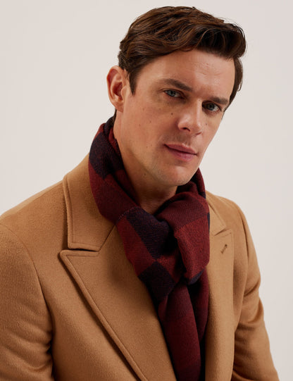 Ted Baker PETERRR - Block Check Scarf With Fringe Trim