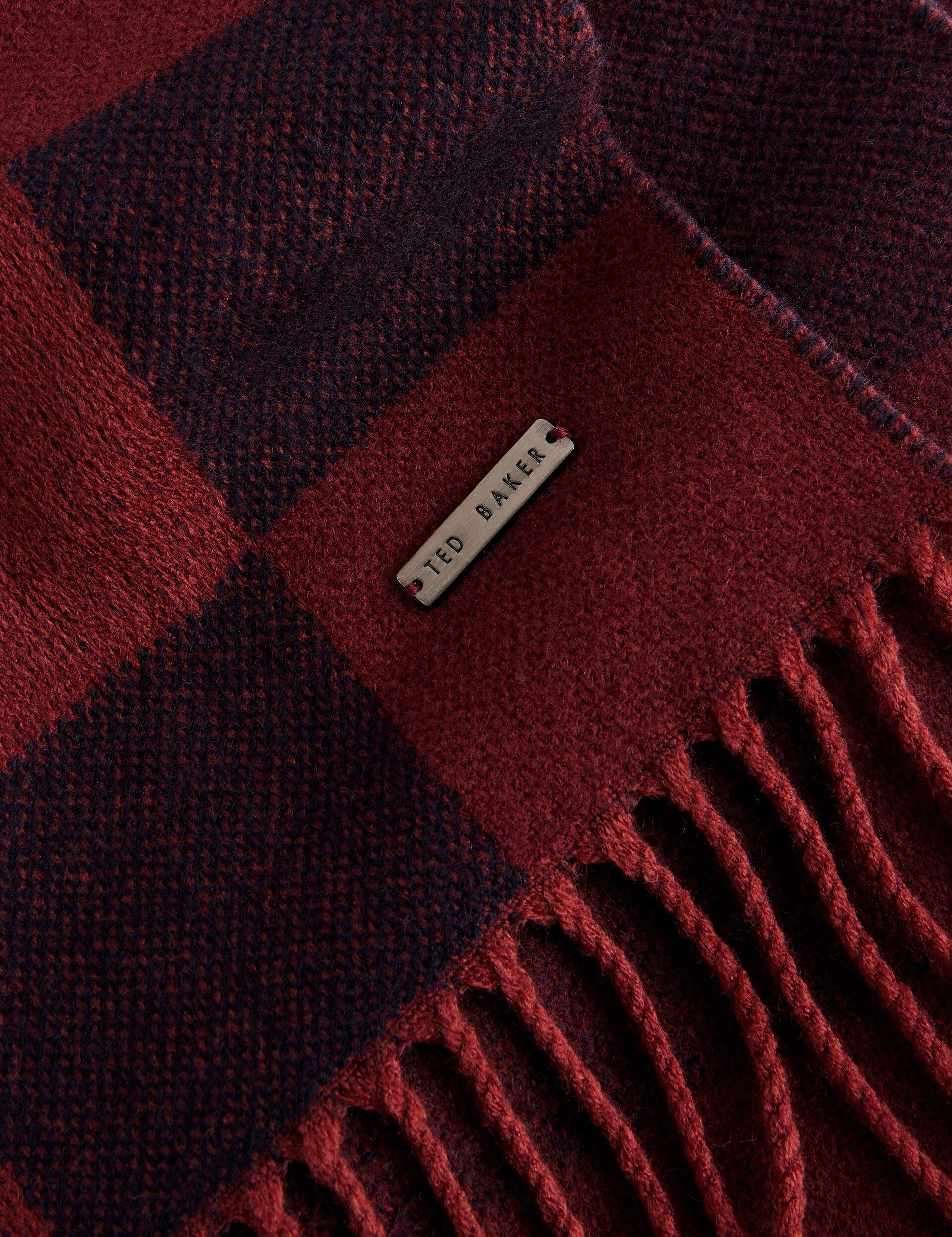 Ted Baker PETERRR - Block Check Scarf With Fringe Trim