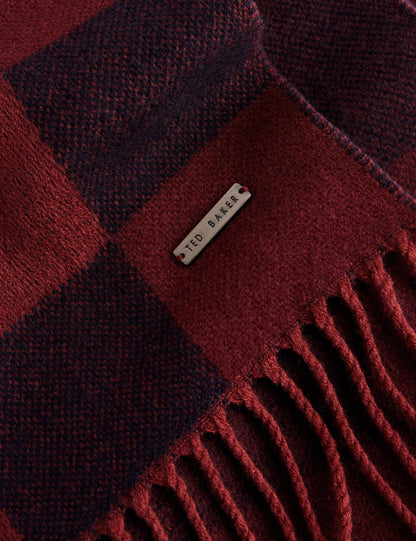 Ted Baker PETERRR - Block Check Scarf With Fringe Trim