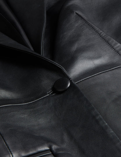 Ted Baker MELLIIE - Longline Single Breasted Leather Blazer