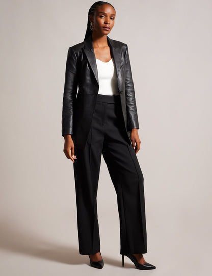 Ted Baker MELLIIE - Longline Single Breasted Leather Blazer