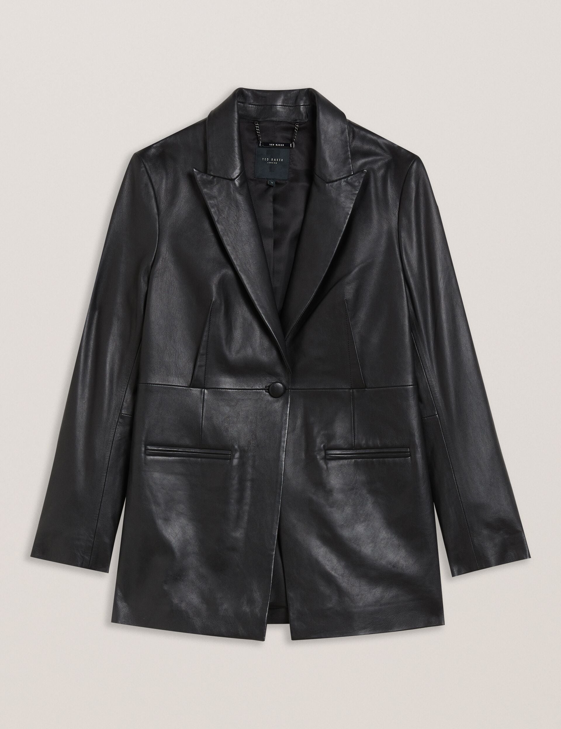 Ted Baker MELLIIE - Longline Single Breasted Leather Blazer